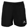 Gilbert Kiwi Pro Rugby Shorts in black have an elastic waistband and display the classic Gilbert logo on the left leg.