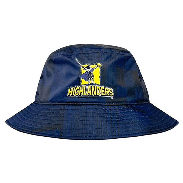 Highlanders Super Rugby Bucket Hat by adidas (Adi COTW) featuring a "Highlanders" logo and a character holding a baseball bat on the front.