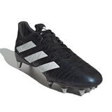 An adidas Kakari Z.1 SG 23 cleat in Core Black/White/Carbon with white stripes, laces, and metal studs on a white background.