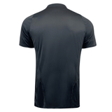 Back view of the All Blacks Performance Tee by adidas, a plain black short-sleeve shirt featuring moisture-wicking AEROREADY technology, against a white background.