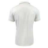 Back view of the All Blacks RWC 23 Away Supporter Jersey by adidas, featuring a plain white short-sleeve collared design with subtle floral patterns.