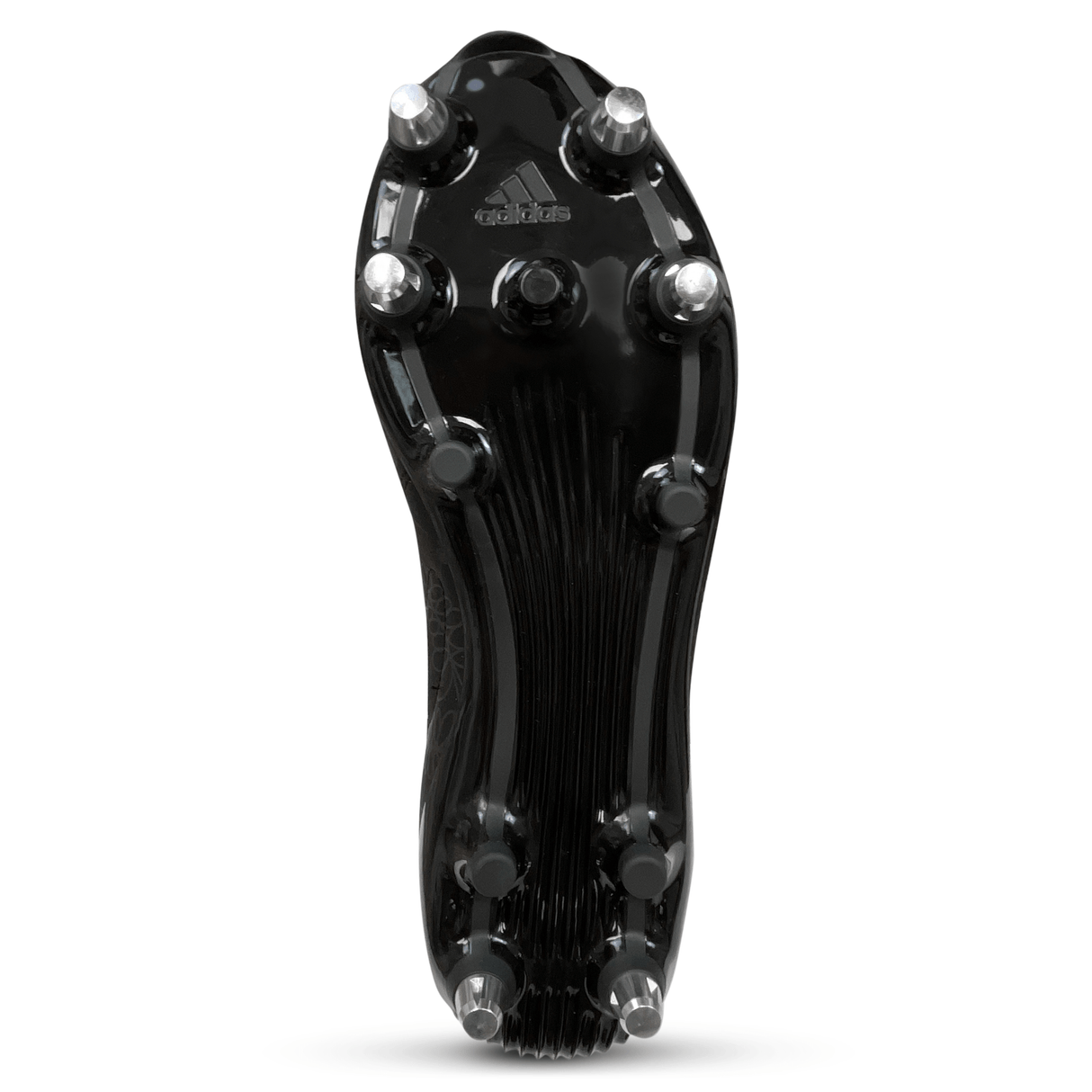 Core Black/White/Carbon Adidas RS15 SG 23 Rugby Cleat with eight metal studs for exceptional traction.