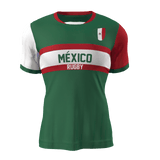 The Nations of Rugby México Supporters Jersey by Admiral features a vibrant green, red, and white design with "México" and "Rugby" boldly printed on the front, complemented by a small Mexican flag. It's the perfect way to show your pride for Mexico's rugby team.