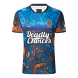 The NRL Indigenous All Stars 25/26 Replica Home Jersey by Classic Sportswear celebrates heritage with intricate Indigenous patterns and vibrant colors. "Deadly Choices" is proudly emblazoned on the front, showcasing the distinctive design of Classic Sportswear.