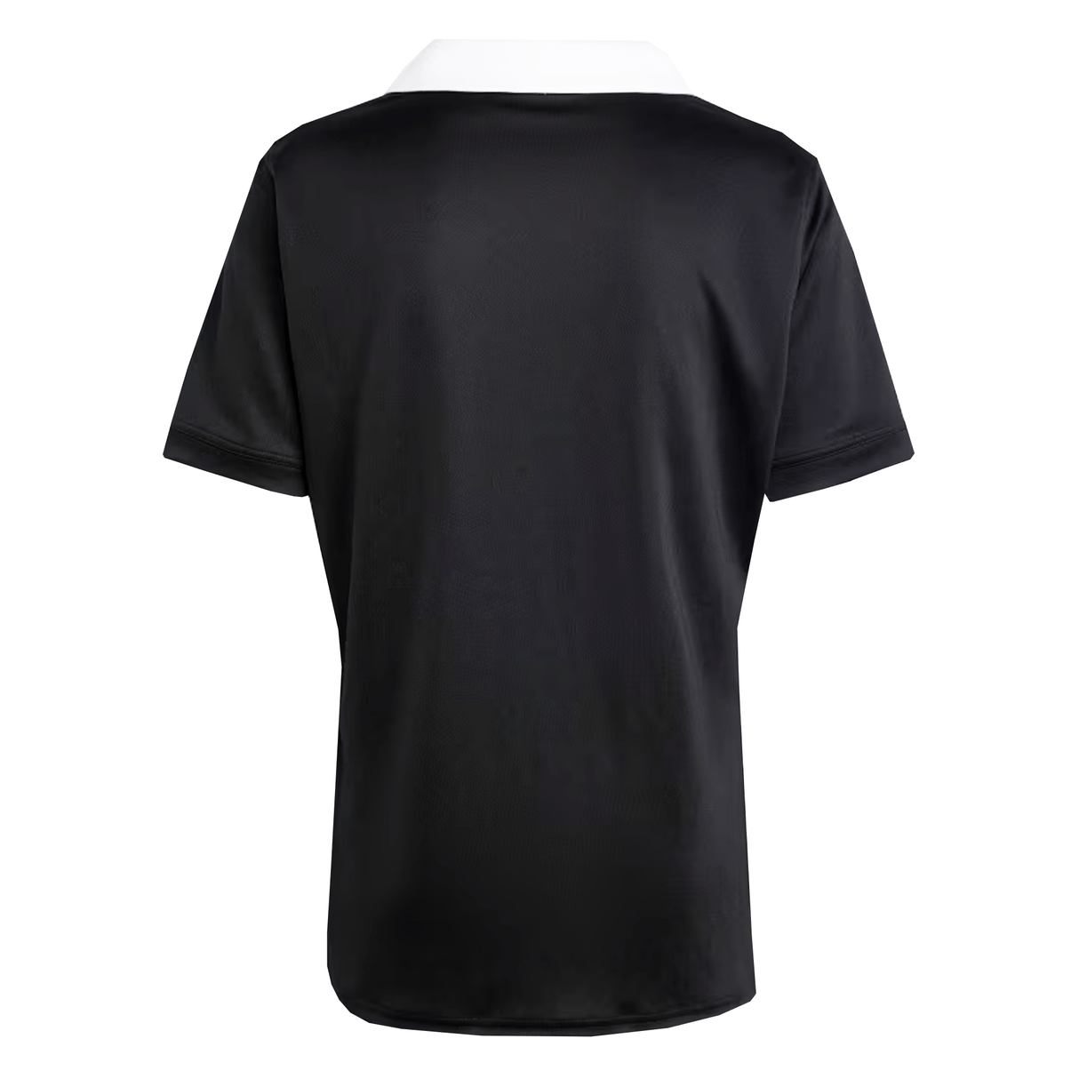 Back view of the All Blacks 24/25 Home Supporters Jersey by adidas, featuring a black short-sleeve design with AEROREADY technology and a white collar.