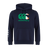 The Canterbury Ireland CCC Flag Club Hoodie by WRS Canterbury in navy blue features a vibrant green, orange, and white Ireland logo, with a subtle white CCC Flag Design on the left sleeve.