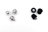 A pair of black and silver knobs on a surface. 
Product Name: WRS All Surface/All Weather M5 Stud Kit
Brand Name: Starlai Corp

A pair of black and silver WRS All Surface/All Weather M5 Stud Kit knobs on a surface by Starlai Corp.