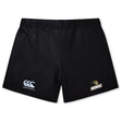 These black Yokohama Shorts from EMB Canterbury feature the Canterbury logo on the left leg and a Lindenwood logo on the right. Made with Vapodri Fabric, they're ideal for women's rugby enthusiasts wanting style and comfort during intense moments.