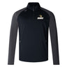 Lindenwood University Rugby Elite 1/4 Zip Top by EMB Canterbury, available in black and gray, displays the "Lindenwood" logo alongside a lion emblem on the chest, and is crafted with lower impact materials for enhanced performance and comfort.