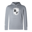 Gray WRS Canterbury hoodie with a hood, featuring a central graphic of a pirate ship crest design and checkerboard pattern, with the year 2020 displayed.