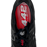 Detail image of boot with 442 on inside and tongue. NB logo on end of the tongue with black laces.