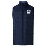 Navy blue hybrid Gilet with a high collar and an EMB Canterbury logo on the left chest, featuring a CSU Monterey Bay Otter Rugby Elite Microlite emblem.