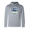 Gray CSU Monterey Bay Otter Rugby Club Lightweight Hoodie by WRS Canterbury featuring a stylized otter face in blue and white on the front.