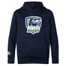 Navy blue, CSU Monterey Bay Otter Rugby Club lightweight hoodie featuring a logo with the head of an otter and the text "otter rugby" on the front, with a small embroidered WRS Canterbury logo on the left sleeve.