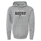 The WRS Augusta Nations of Rugby New Zealand Wordmark 60/40 Pullover Hoodie in gray showcases the text "NEW ZEALAND RUGBY" along with a silver fern leaf graphic.