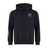 The New Zealand Shield Club Hoodie from EMB Canterbury features a drawstring hood, small NZ flag logo on the chest, and three white stripes on the right sleeve. This black hoodie is ideal for rugby fans, capturing the spirit and style of Canterbury.