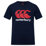 A Canterbury navy CCC Logo T-Shirt with a red and white logo.