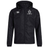 The Highlanders Rugby NC Club Vaposhield Full Zip Rain Jacket by EMB Canterbury is a black rain jacket with a hood, featuring the "Highlanders Rugby" logo on the left chest and the Canterbury logo on the right chest. This water-resistant jacket is equipped with VapoShield technology for enhanced protection against the elements.
