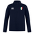 The EMB Canterbury Italy Club Shield 1/4 Zip Training Top is navy blue with a white logo on the right chest and an Italy club shield emblem featuring Italian flag colors on the left chest.