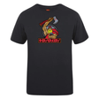 A black, cotton blend T-shirt featuring a graphic of a muscular arm wielding an axe, with the word "Berserkers" in bold red text below. This Berserkers Club Plain Tee by Canterbury offers a customizable option to suit your unique style.