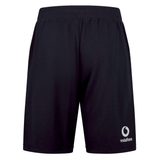 Black rugby shorts with an elastic waistband, crafted for enthusiasts. Featuring the Vodafone logo near the bottom of the left leg, they embody the spirit of Canterbury and are perfect as Ireland 24 Fleece Shorts by Canterbury.