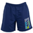 A blue Canterbury Uglies Tactic Short with a green and blue design on it.