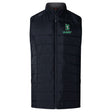 The Summit Rugby Women's Elite Microlite Gilet by Canterbury, from EMB Canterbury, is a black, sleeveless vest with a stand-up collar featuring a green "S" logo and the word "RUGBY" on the upper left chest. This zip-up gilet combines style with functionality and offers Thermoreg bonded fleece for extra warmth.