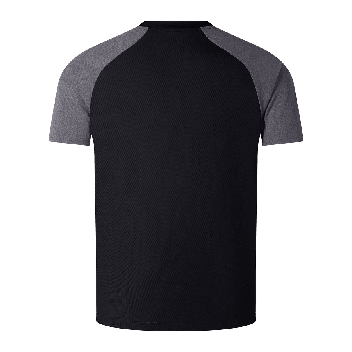 The back view of a Canterbury Elite Training Tee, featuring black and grey color scheme.