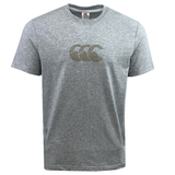 Canterbury Radial CCC Logo T-Shirt in grey, showcasing a subtle patterned logo across the chest, crafted from a premium cotton-heavy blend for timeless style and comfort.