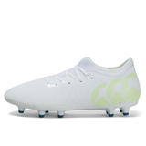 A single Canterbury Speed Infinite Team FG rugby boot with light green accents and a lightweight design on a white background.