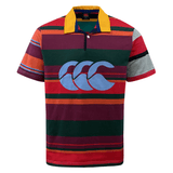 A Canterbury Uglies Polo rugby shirt with a multi-colored stripe.