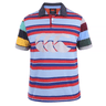 A Canterbury Uglies Polo with a colorful stripe pattern.