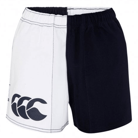 A pair of Canterbury Classics Harlequin Cotton Shorts from Canterbury in black and white.