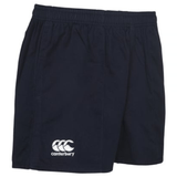 A black Canterbury Classics Rugged Drill Short with a white logo on the side.