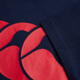 A close up of a Canterbury CCC Logo T-Shirt in red and blue.