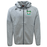 Gray zip-up Twin Island Rugby Tempo VapoDri Full-Zip Hoodie with embroidered palm tree design on the left chest by EMB Canterbury.