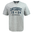 Gray Canterbury Captain T-shirt of Canterbury with blue print design, sporting a retro look.