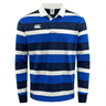 Blue and white horizontal striped long-sleeved Canterbury Fundamentals Striped Long Sleeve Rugby Jersey.