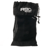 A black mesh bag with the word R80 Rugby on it, featuring a kiwi design.