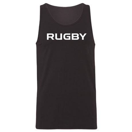 RUGBY Jersey Tank Top from the 99 Collection by WRS Alpha Broder, featuring the word "RUGBY" printed in bold white letters on the front.