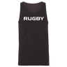 RUGBY Jersey Tank Top from the 99 Collection by WRS Alpha Broder, featuring the word "RUGBY" printed in bold white letters on the front.