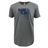 The Raise the Flag Supersoft Tee by WRS LAT showcases a stylish gray design with "Raise the Flag" and a stylized American flag printed in blue on the front. Made from supersoft fabric, it's an ideal addition to any USA team apparel collection.