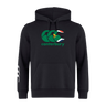 The Canterbury South Africa CCC Flag Club Hoodie by WRS Canterbury features a green, white, and yellow logo on the chest and a white design on the left sleeve.