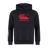 The Canterbury Samoa CCC Flag Club Hoodie by WRS Canterbury features a sleek black design, a red Canterbury logo with a star accent on the chest, and a white logo on the left sleeve.