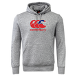 The WRS Canterbury Samoa CCC Flag Club Hoodie is a gray sweatshirt with a hood, kangaroo pocket, and features a large red and blue Canterbury logo on the chest, perfect for showcasing your sporty style while staying cozy.