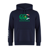 The Canterbury South Africa CCC Flag Club Hoodie by WRS Canterbury is navy blue and features a large CCC logo on the chest with a smaller logo on the left sleeve.