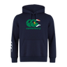 The Canterbury South Africa CCC Flag Club Hoodie by WRS Canterbury is navy blue and features a large CCC logo on the chest with a smaller logo on the left sleeve.