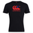 The Canterbury Samoa CCC Flag Club T-Shirt by WRS Canterbury features a black design with the Kiwi logo in red and white, crafted from a soft cotton blend.