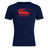 This WRS Canterbury Samoa CCC Flag Club T-shirt, in navy blue, showcases a striking red Canterbury Kiwi Logo with "canterbury" text. Made from a soft cotton blend, it's perfect for comfort and style.