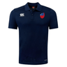 Navy blue EMB Canterbury dry polo shirt with a red and white Samoa Shield Club logo on the chest and a Canterbury logo on the right side.